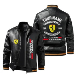 Vintage Scuderia Ferrari Exclusive Logo Jacket Est 1939, Classic Ribbed Collar and Striped Cuffs, Custom Name HIDI260225Y12LJ93SCF