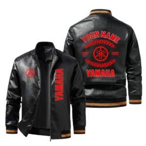 Vintage Yamaha Motor Exclusive Logo Jacket Est 1955, Classic Ribbed Collar and Striped Cuffs, Custom Name HIDI270225Y12LJ93YAM