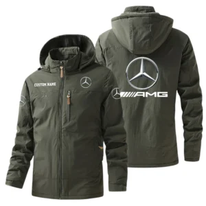 Mercedes AMG Windbreaker Jacket Hooded, Warm Lining Waterproof Outdoor Running Jacket For Men, Custom Name HIHI240225Y17WO88AMG