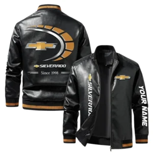 Vintage Chevrolet Silverado Exclusive Logo Jacket, Classic Ribbed Collar and Striped Cuffs, Custom Name TN21032025Y12LJ93CT1CHS