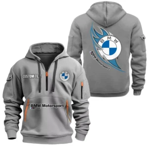 BMW M Motorsport Racing Half Zip Hoodie, Sports Hooded Multi-Pockets, Custom Name TN250325Y25QZ2HCT12BMM