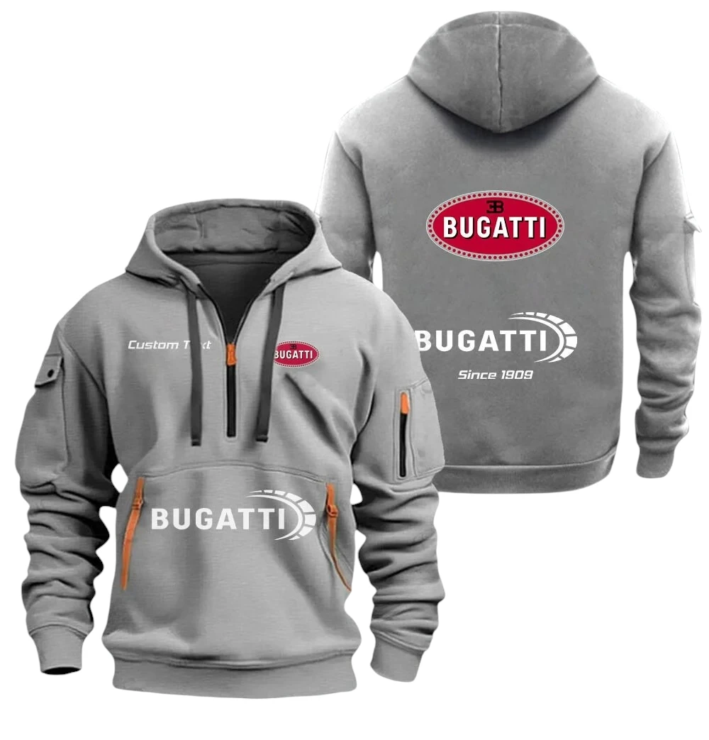 Bugatti Half Zip Hoodie, Sports Hooded Multi-Pockets, Custom Name TN250325Y25QZ2HCT3BUG Bugatti Half Zip Hoodie, Sports Hooded Multi-Pockets, Custom Name TN250325Y25QZ2HCT3BUG