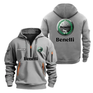Benelli Motorcycles Half Zip Hoodie, Sports Hooded Multi-Pockets, Custom Name TN0030325Y25QZ2HCT1BNL