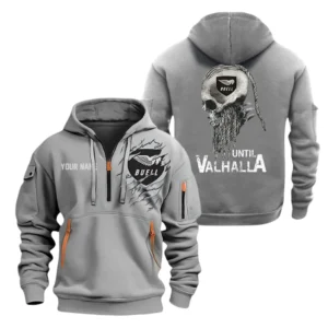 Buell Motorcycles Half Zip Hoodie, Sports Hooded Multi-Pockets, Custom Name TN0030325Y25QZ2HCT1BUM