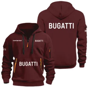 Bugatti Half Zip Hoodie, Sport Hooded Multi Pockets, Custom Name HIDI030325Y25QZ2HBUG