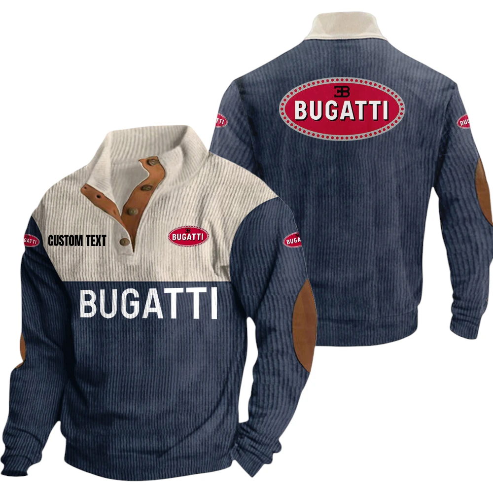 Bugatti Exclusive Logo Knitted Ribbed Corduroy Sweatshirt Mid Stretch Stand Collar Pullover Sweater, Custom Text HG130325Y32RCSCT1BUG Bugatti Exclusive Logo Knitted Ribbed Corduroy Sweatshirt Mid Stretch Stand Collar Pullover Sweater, Custom Text HG130325Y32RCSCT1BUG
