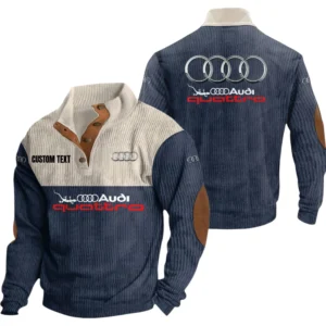 Audi Quattro Exclusive Logo Knitted Ribbed Corduroy Sweatshirt Mid Stretch Stand Collar Pullover Sweater, Custom Text HG130325Y32RCSCT2AUD