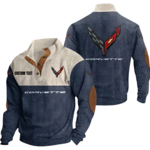 C8 Corvette Exclusive Logo Knitted Ribbed Corduroy Sweatshirt Mid Stretch Stand Collar Pullover Sweater, Custom Text HG140325Y32RCSCT1C8C