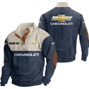 Chevrolet Exclusive Logo Knitted Ribbed Corduroy Sweatshirt Mid Stretch Stand Collar Pullover Sweater, Custom Text HG140325Y32RCSCT1CHE