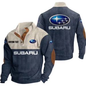 Subaru Exclusive Logo Knitted Ribbed Corduroy Sweatshirt Mid Stretch Stand Collar Pullover Sweater, Custom Text HG170325Y32RCSCT1SUB