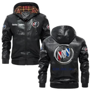 Buick Exclusive Logo Hooded Jacket PU Leather x Durable Windproof Warm Soft Checkered Lining, Custom Name HG280325Y47JHLCT1BUI