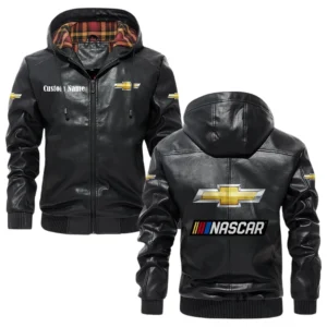 Chevy Nascar Exclusive Logo Hooded Jacket PU Leather x Durable Windproof Warm Soft Checkered Lining, Custom Name HG280325Y47JHLCT1CHE