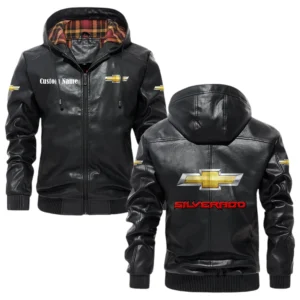Chevy Silverado Exclusive Logo Hooded Jacket PU Leather x Durable Windproof Warm Soft Checkered Lining, Custom Name HG280325Y47JHLCT1CHS