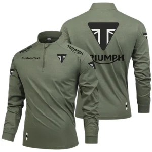 Triumph Motorcycles Limited 2025 Long Sleeve Shirt, Stand Collar Quarter Zip-up Custom Name HIDI280325Y49LMT05TRM
