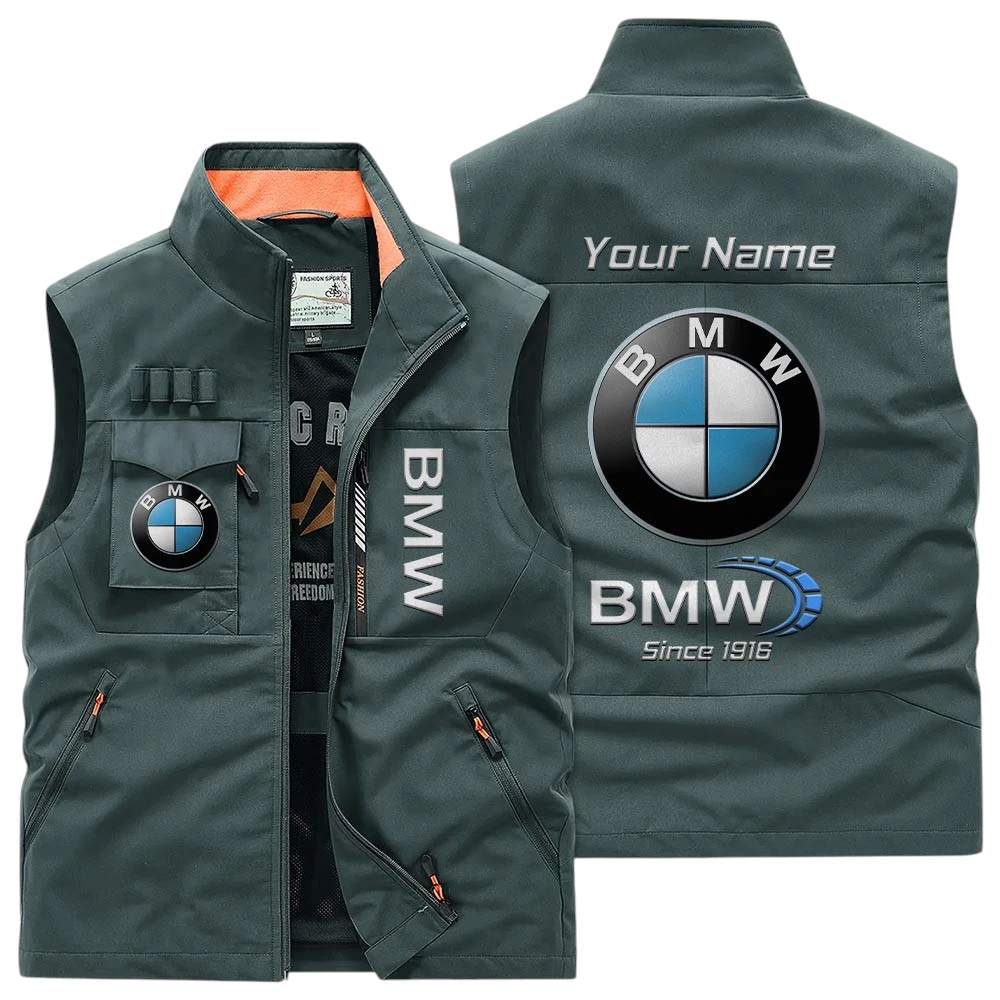 BMW Multi Pocket Vest Sleeveless Men Outdoor Vest Lightweight Custom Name TN170425Y39MPVCT1BMW BMW Multi Pocket Vest Sleeveless Men Outdoor Vest Lightweight Custom Name TN170425Y39MPVCT1BMW