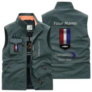 Chevrolet Camaro Multi Pocket Vest Sleeveless Men Outdoor Vest Lightweight Custom Name TN170425Y39MPVCT1CHC