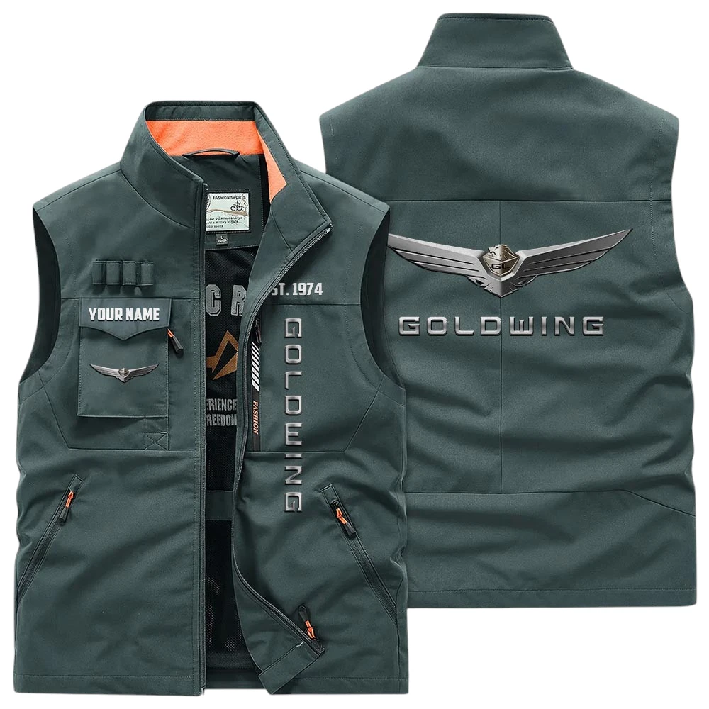 Honda Gold Wing Multi Pocket Vest Sleeveless Men Outdoor Vest Lightweight Custom Name TN170425Y39MPVCT2HGW Honda Gold Wing Multi Pocket Vest Sleeveless Men Outdoor Vest Lightweight Custom Name TN170425Y39MPVCT2HGW