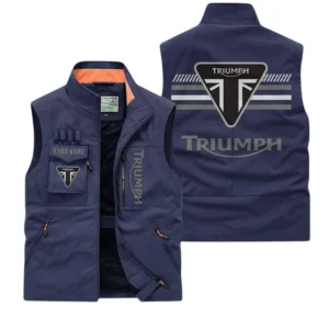 Triumph Motorcycles Multi Pocket Vest Sleeveless-Men Outdoor Vest Lightweight, Custom Name For Fans TN190425Y39MPVCT1TRM