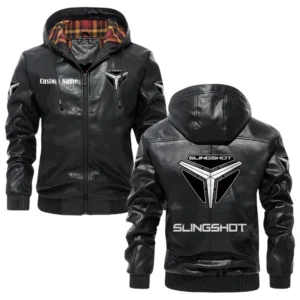 Slingshort Exclusive Logo Hooded Jacket PU Leather x Durable Windproof Warm Soft Checkered Lining, Custom Name HG030425Y47JHLCT1SLS