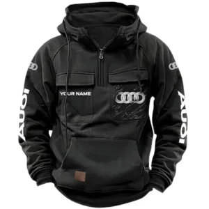 Audi Martin Quarter Zip Hoodie, Sports Hoodie Multi-Pockets, Custom Name HG030525Y41HJRCT1AUD