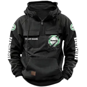Benelli Martin Quarter Zip Hoodie, Sports Hoodie Multi-Pockets, Custom Name HG030525Y41HJRCT1BNL