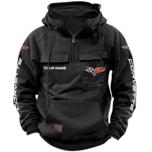 Corvette Quarter Zip Hoodie, Sports Hoodie Multi-Pockets, Custom Name HG070525Y41HJRCT1COR