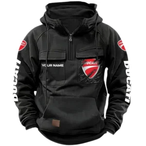 Ducati Quarter Zip Hoodie, Sports Hoodie Multi-Pockets, Custom Name HG080525Y41HJRCT1DMH