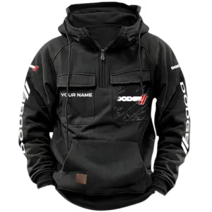 Dodge Quarter Zip Hoodie, Sports Hoodie Multi-Pockets, Custom Name HG080525Y41HJRCT1DOD