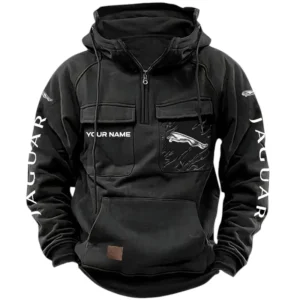 Jaguar Quarter Zip Hoodie, Sports Hoodie Multi-Pockets, Custom Name HG100525Y41HJRCT1JAG