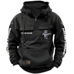 Mustang Quarter Zip Hoodie, Sports Hoodie Multi-Pockets, Custom Name HG170525Y41HJRCT1MUS