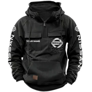 Nissan Quarter Zip Hoodie, Sports Hoodie Multi-Pockets, Custom Name HG170525Y41HJRCT1NIS