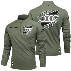 Audi Long Sleeve Shirt, Stand Collar Quarter Zip-up Custom Name HIDI080525Y49LMT05AUD