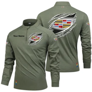 Cadillac Long Sleeve Shirt, Stand Collar Quarter Zip-up Custom Name HIDI090525Y49LMT05CAD