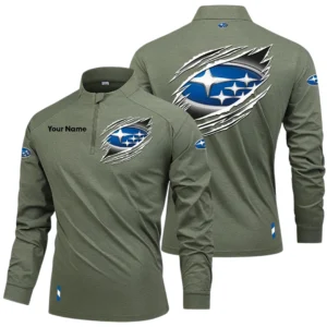 Subaru Long Sleeve Shirt, Stand Collar Quarter Zip-up Custom Name HIDI100525Y49LMT05SUB
