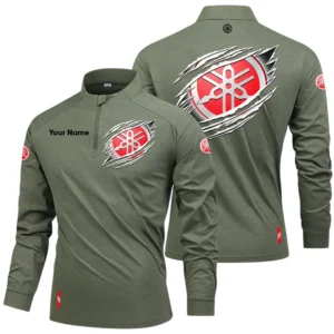 Yamaha Long Sleeve Shirt, Stand Collar Quarter Zip-up Custom Name HIDI100525Y49LMT05YMH