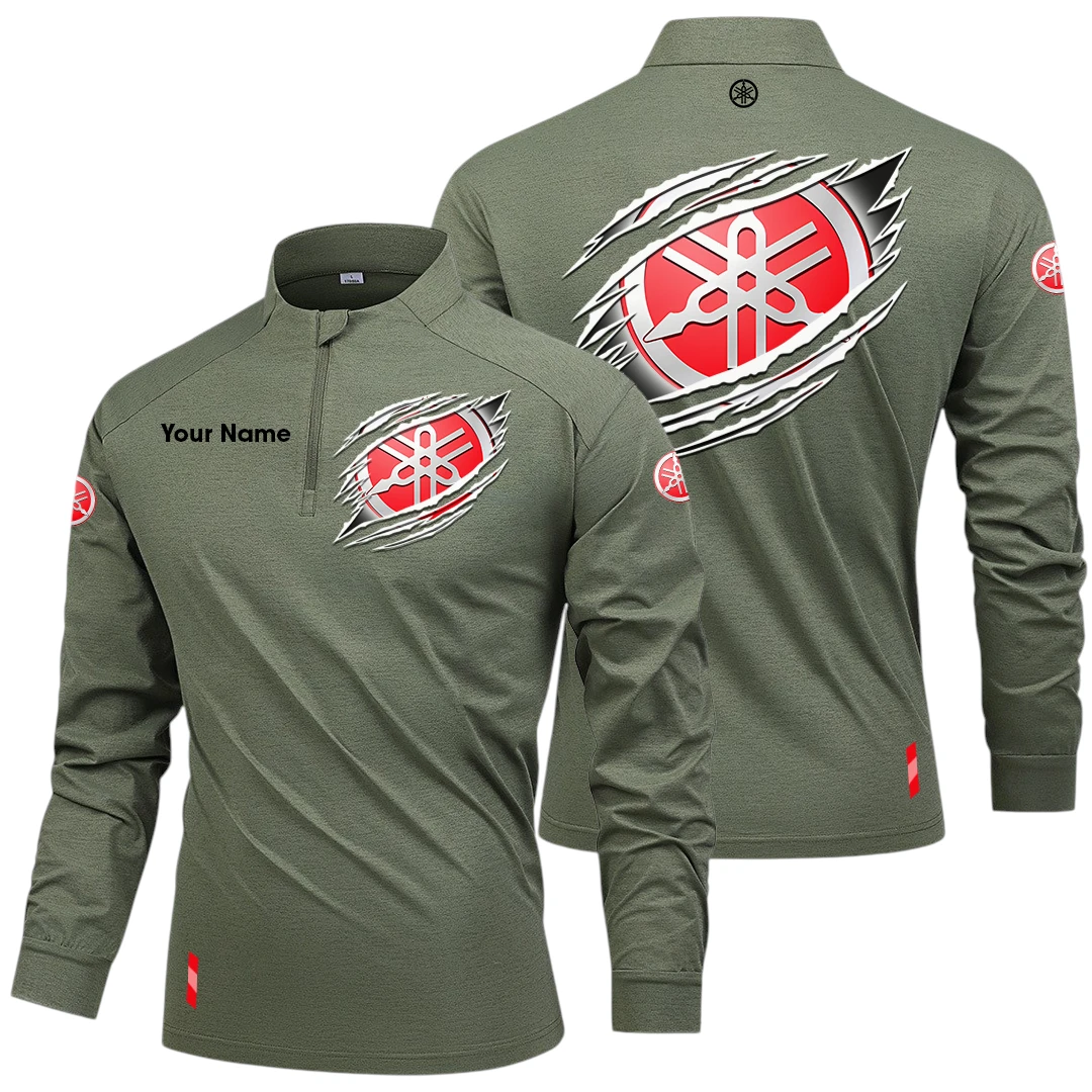 Yamaha Long Sleeve Shirt, Stand Collar Quarter Zip-up Custom Name HIDI100525Y49LMT05YMH Yamaha Long Sleeve Shirt, Stand Collar Quarter Zip-up Custom Name HIDI100525Y49LMT05YMH