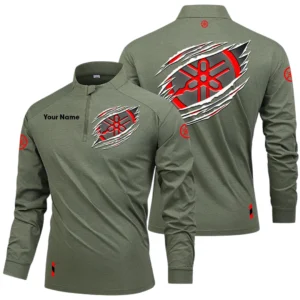 Yamaha Motor Long Sleeve Shirt, Stand Collar Quarter Zip-up Custom Name HIDI130525Y49LMT05YAM