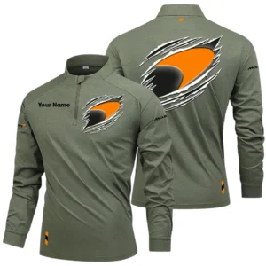 McLaren Racing Limited Long Sleeve Shirt, Stand Collar Quarter Zip-up Custom Name HIDI140525Y49LMT05MRL