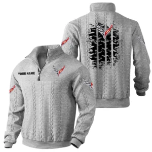 Corvette Quarter Zip Sweatshirt Stand Collar Gift For Fan Custom Name